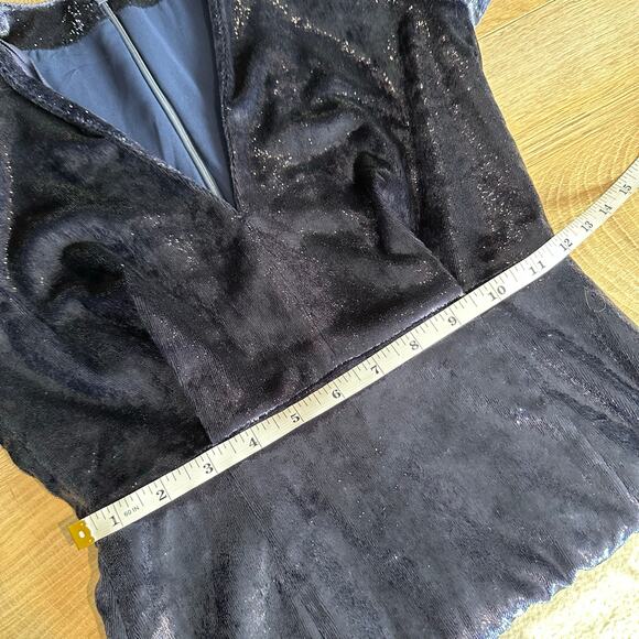 & Other Stories Shimmer Velvet Mini Long Sleeve Dress Blue 0 - Picture 12 of 13